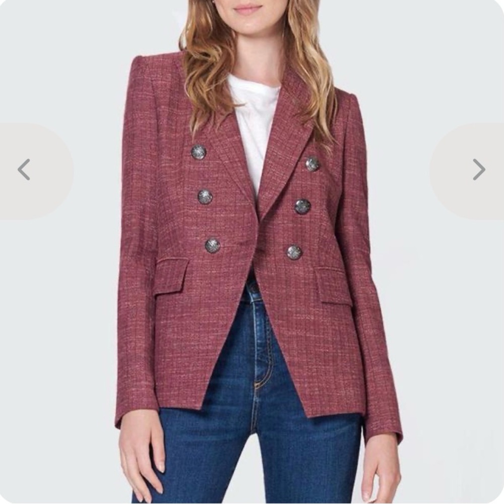 Veronica Beard Miller Dickey  Double-Breasted Blazer Jacket-Currant